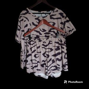 Ladies 2-pc Pajama Short Set 3X Short Sleeves